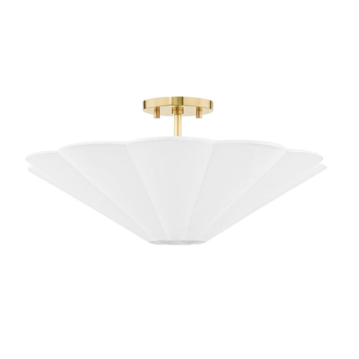 Mitzi H676603-AGB Three Light Semi Flush Mount, Aged Brass