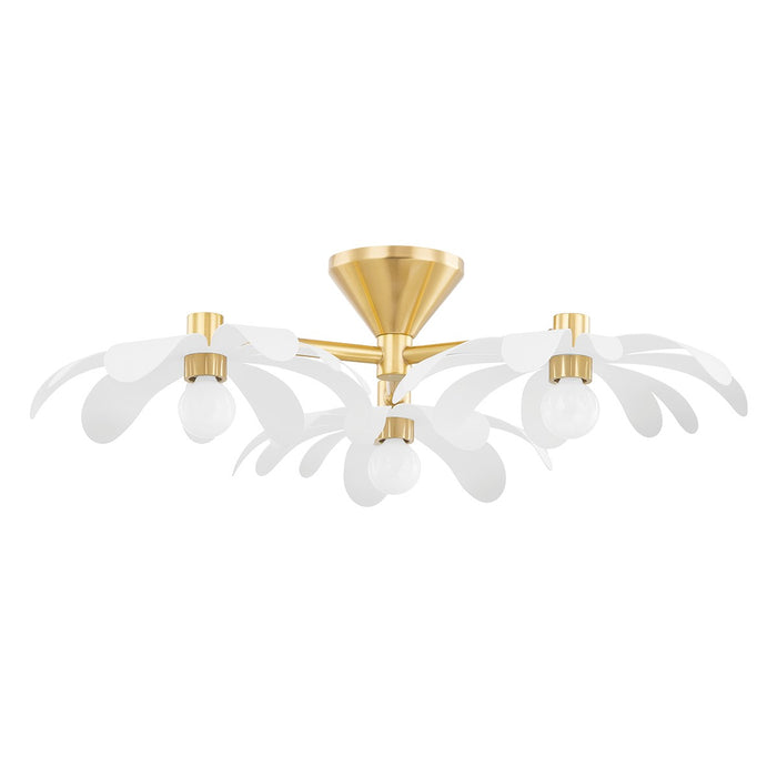 Mitzi H698603-AGB/TWH Three Light Semi Flush Mount, Aged Brass/Textured White