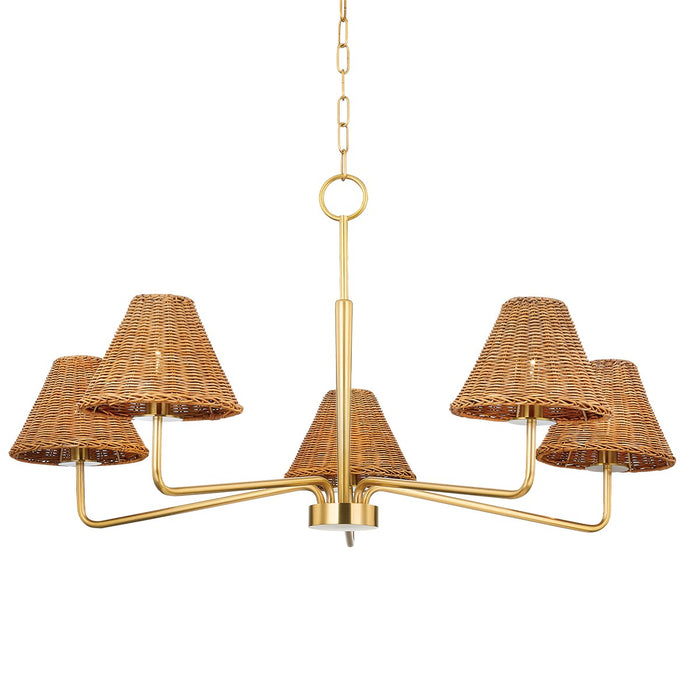 Mitzi H704805-AGB Five Light Chandelier, Aged Brass