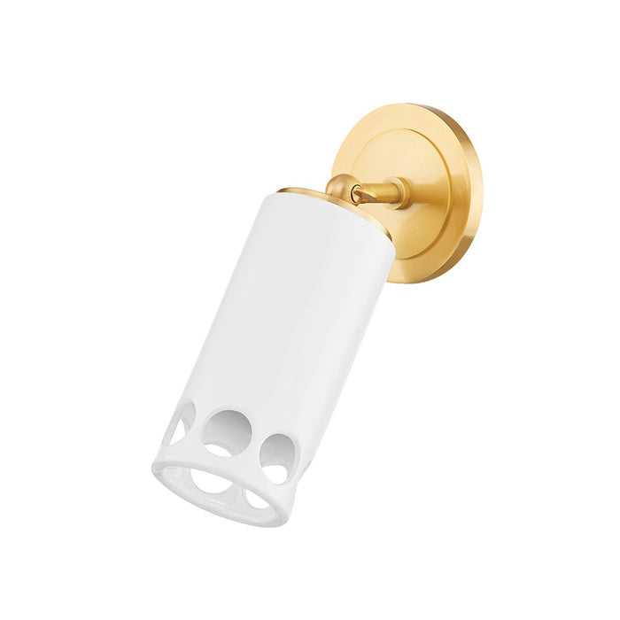 Mitzi H705101-AGB/CGW One Light Wall Sconce, Aged Brass/Ceramic Gloss White