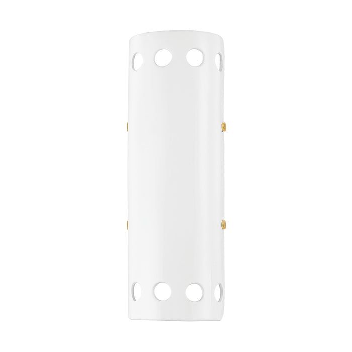 Mitzi H705102-AGB/CGW Two Light Wall Sconce, Aged Brass/Ceramic Gloss White