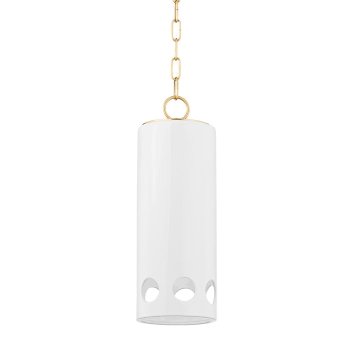 Mitzi H705701-AGB/CGW One Light Pendant, Aged Brass/Ceramic Gloss White