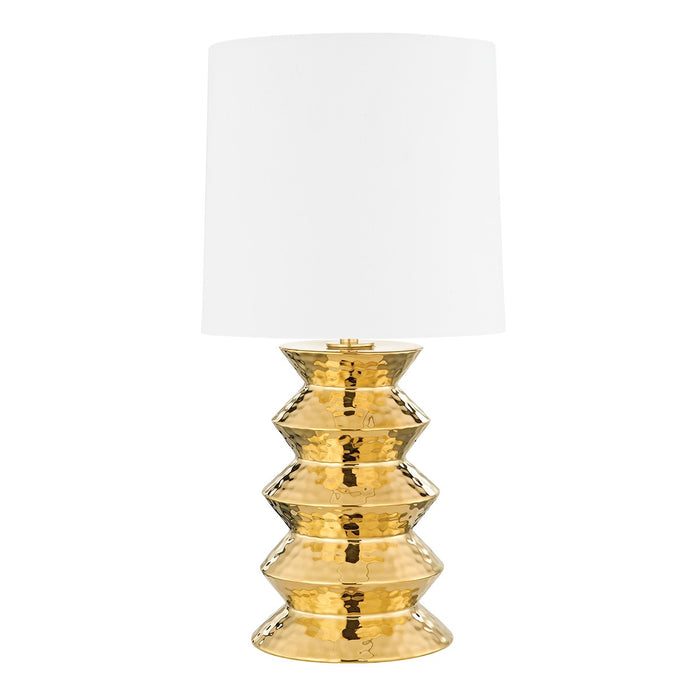 Mitzi HL617201B-AGB/CGD One Light Table Lamp, Aged Brass Ceramic Gold