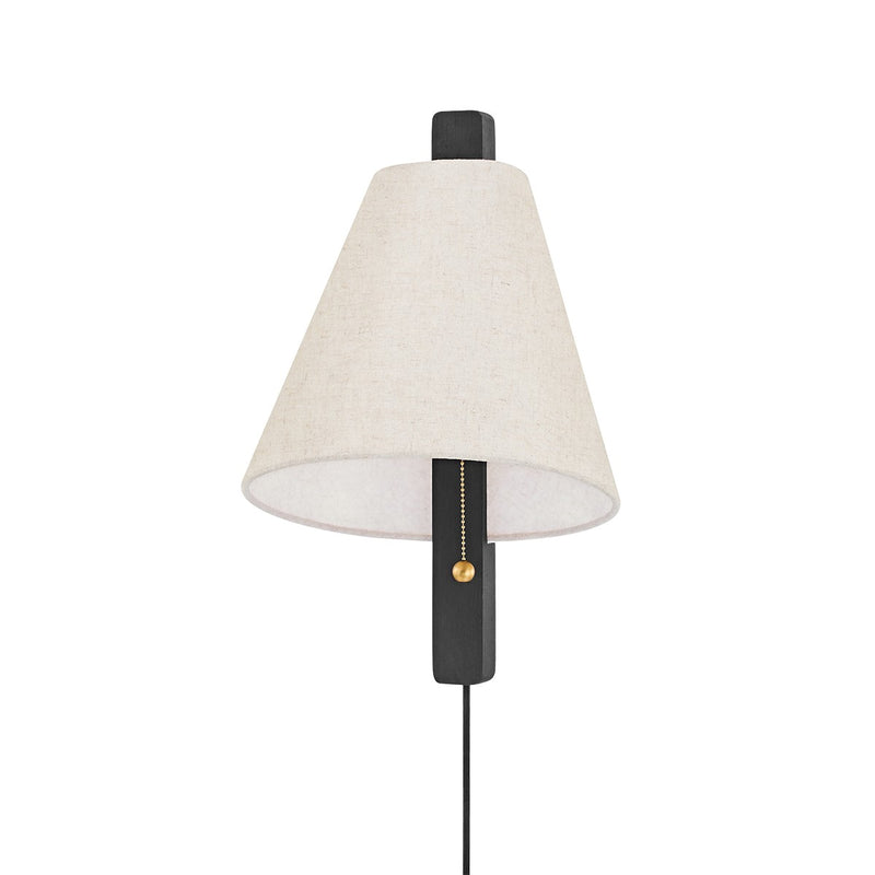 Mitzi HL636201-AGB/WCA One Light Wall Sconce, Aged Brass/Wood Charred Ash