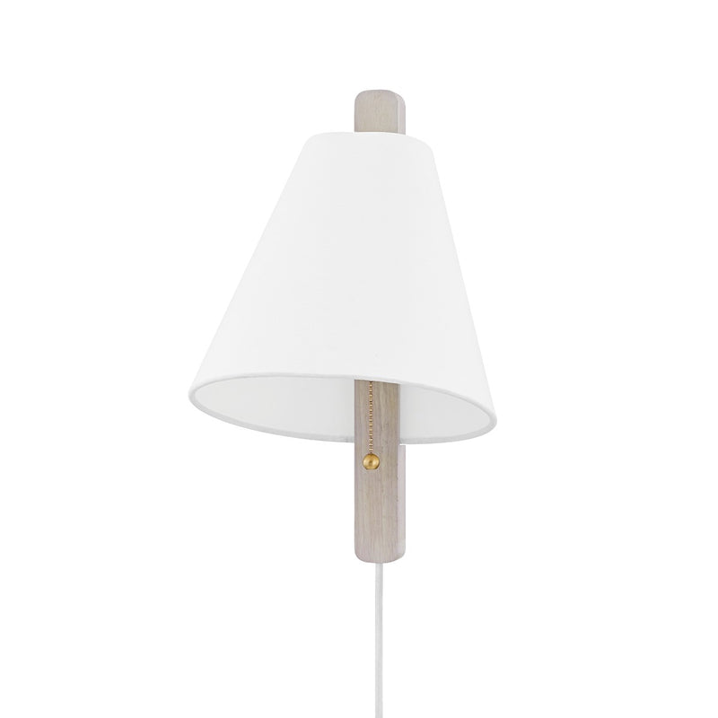 Mitzi HL636201-AGB/WWA One Light Wall Sconce, Aged Brass/Wood Whitewash Ash