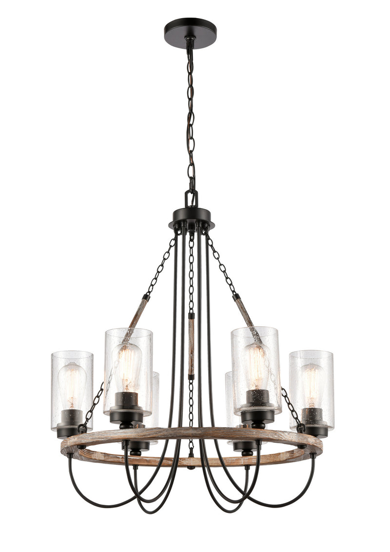 Innovations 442-6CR-BK-G4424 Six Light Chandelier, Matte Black