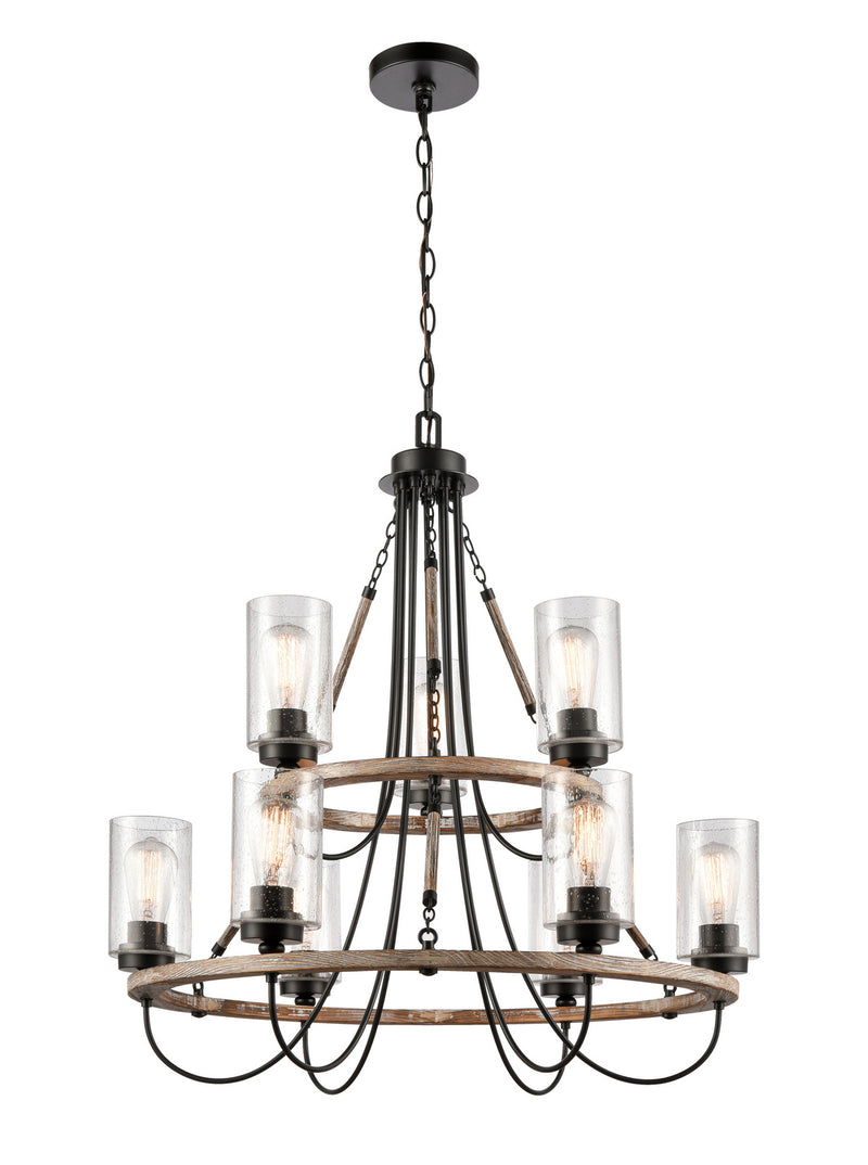 Innovations 442-9CR-BK-G4424 Nine Light Chandelier, Matte Black