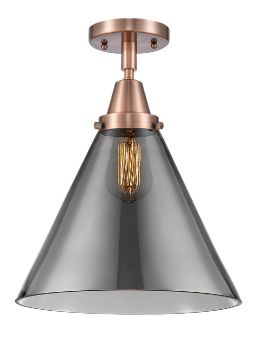 Innovations 447-1C-AC-G43-L One Light Flush Mount, Antique Copper
