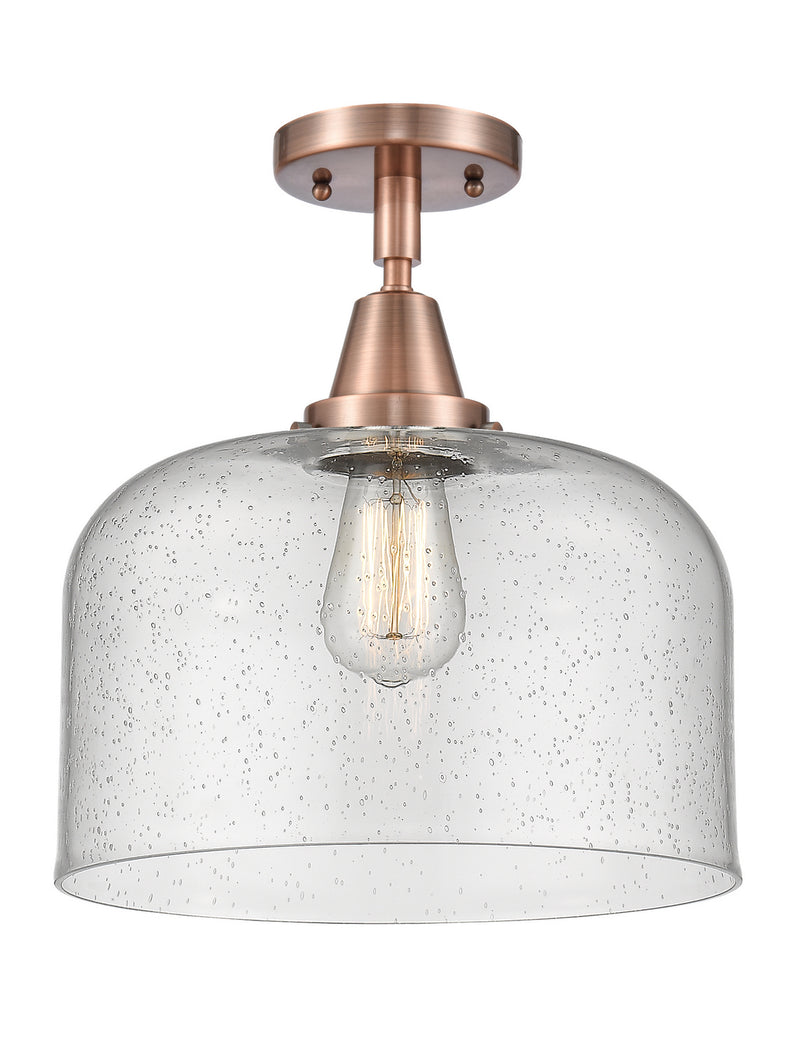 Innovations 447-1C-AC-G74-L-LED LED Flush Mount, Antique Copper