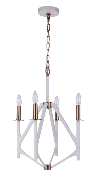 Craftmade 55534-MWWSB Four Light Foyer Pendant, Matte White / Satin Brass