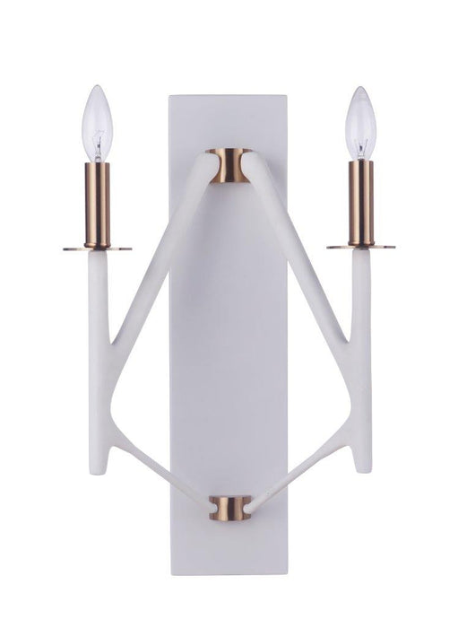 Craftmade 55562-MWWSB Two Light Wall Sconce, Matte White / Satin Brass