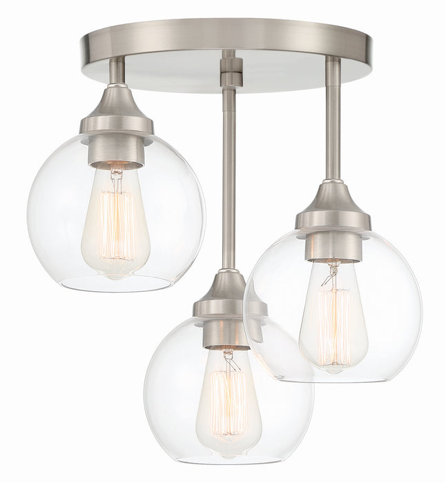 Craftmade 56253-BNK Three Light Semi Flush Mount, Brushed Polished Nickel