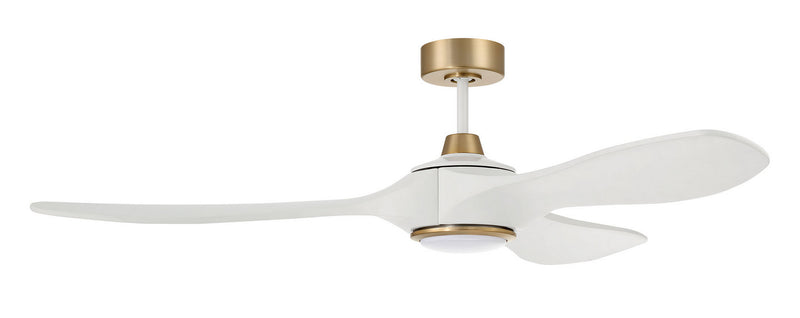 Craftmade EVY60WSB3-NWF 60" Ceiling Fan, White/Satin Brass