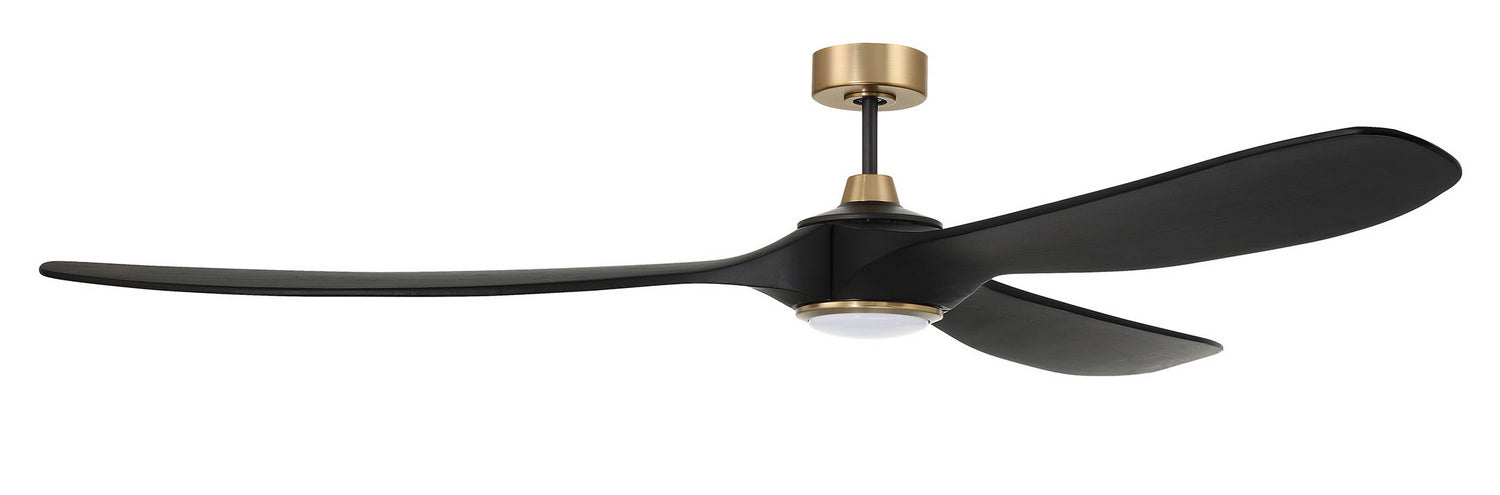 Craftmade EVY72FBSB3 72"Ceiling Fan, Flat Black/Satin Brass