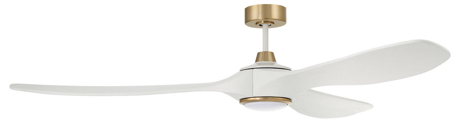 Craftmade EVY72WSB3 72"Ceiling Fan, White/Satin Brass