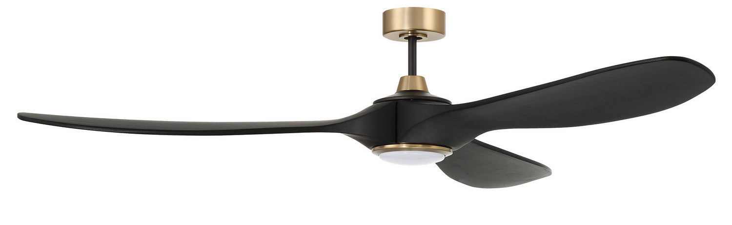 Craftmade EVY84FBSB3 84"Ceiling Fan, Flat Black/Satin Brass
