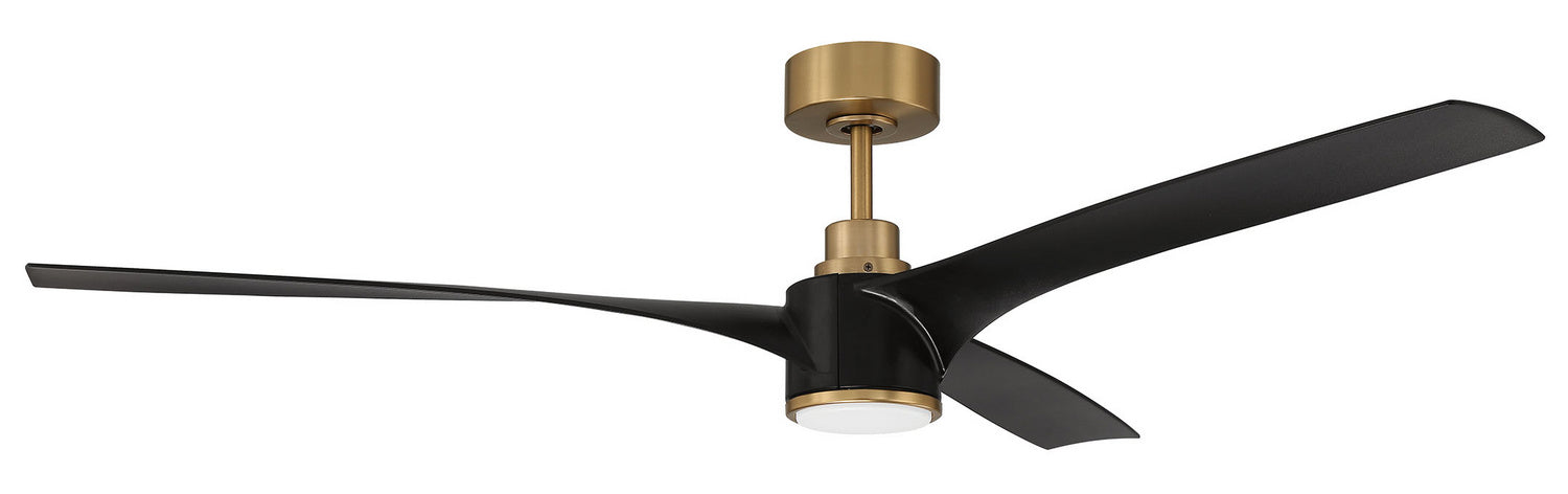 Craftmade PHB60FBSB3 60"Ceiling Fan, Flat Black/Satin Brass
