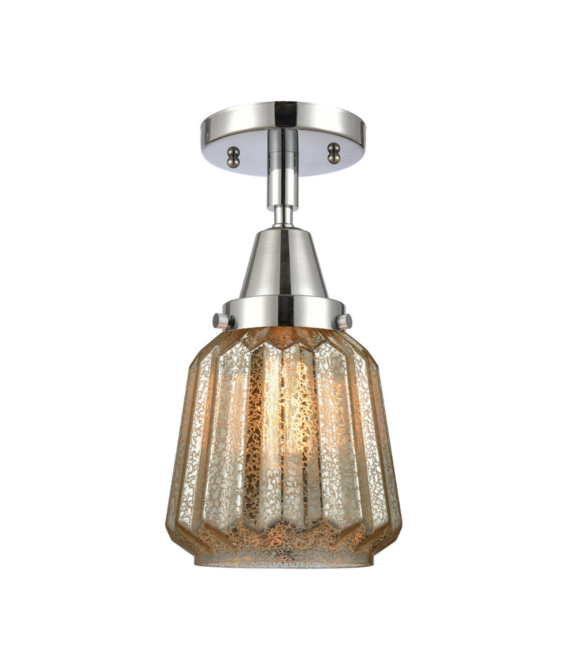 Innovations 447-1C-PC-G146 One Light Flush Mount, Polished Chrome