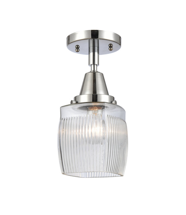 Innovations 447-1C-PC-G302 One Light Flush Mount, Polished Chrome