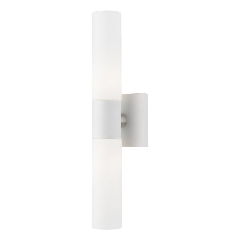 Livex Lighting 10102-03 Two Light Vanity Sconce, White w/Brushed Nickel