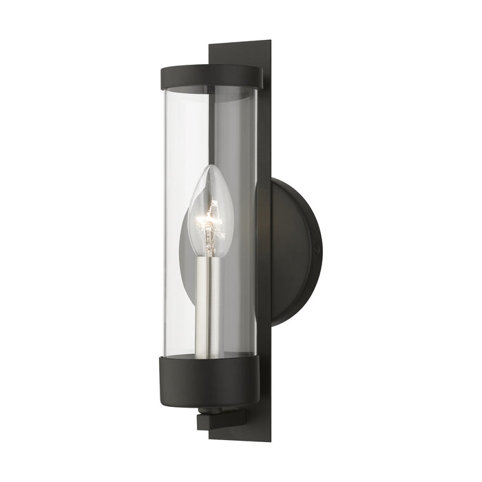Livex Lighting 10141-04 One Light Wall Sconce, Black w/Brushed Nickel Candle