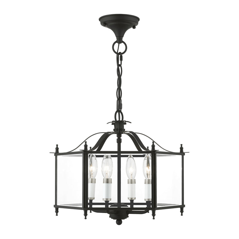 Livex Lighting 4398-04 Four Light Convertible Pendant / Semi-Flush, Black w/Brushed Nickel