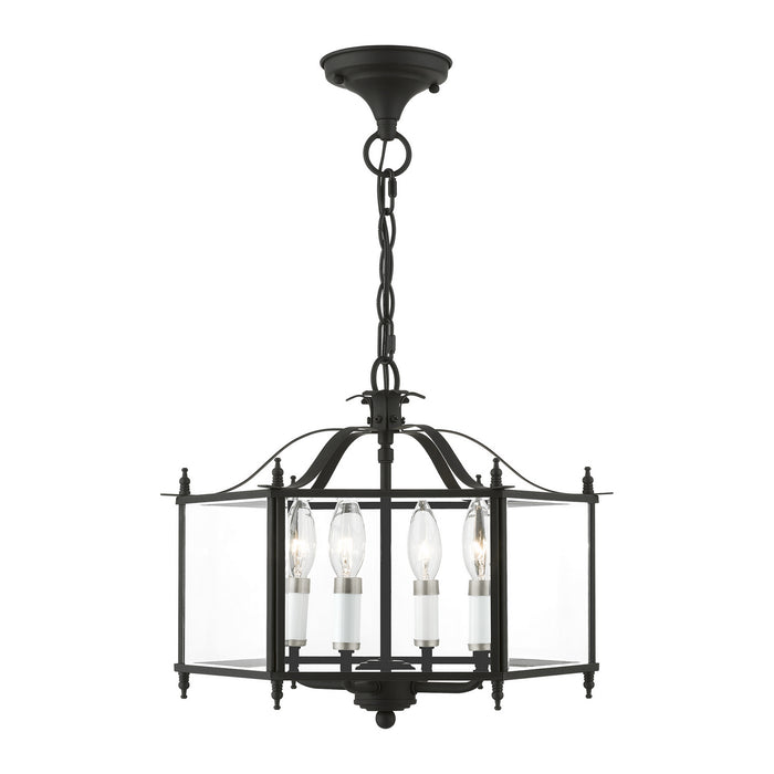 Livex Lighting 4398-04 Four Light Convertible Pendant / Semi-Flush, Black w/Brushed Nickel