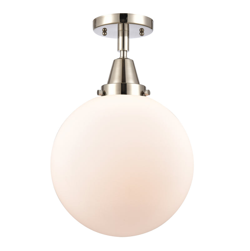 Innovations 447-1C-PN-G201-10 One Light Flush Mount, Polished Nickel