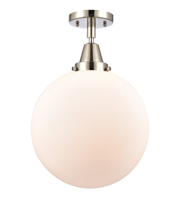 Innovations 447-1C-PN-G201-12 One Light Flush Mount, Polished Nickel