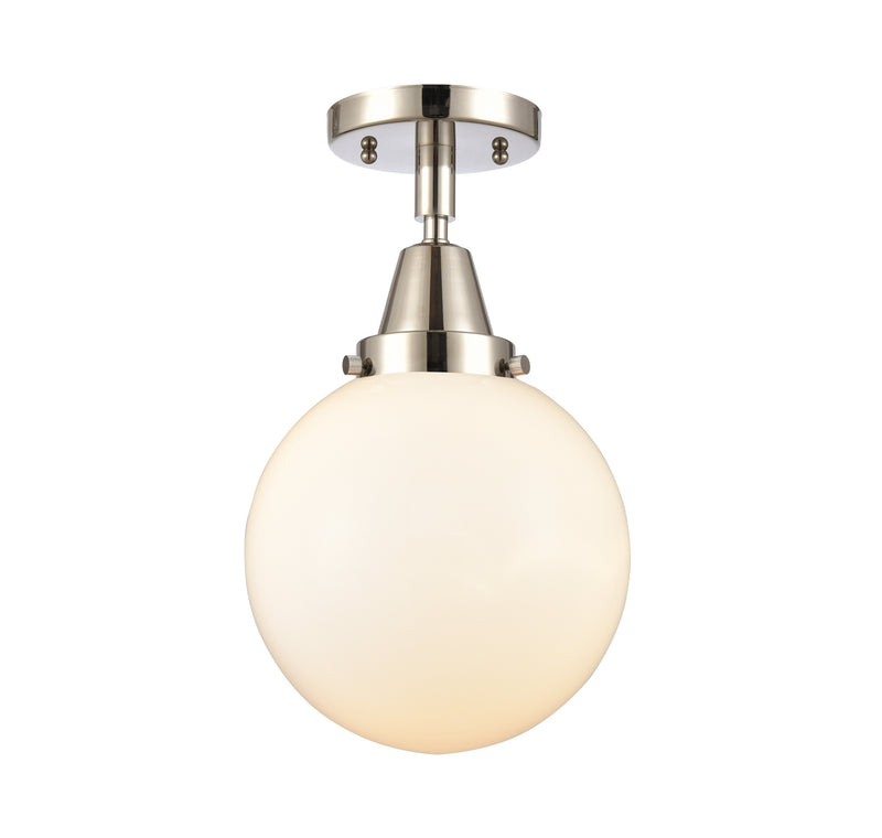 Innovations 447-1C-PN-G201-8 One Light Flush Mount, Polished Nickel