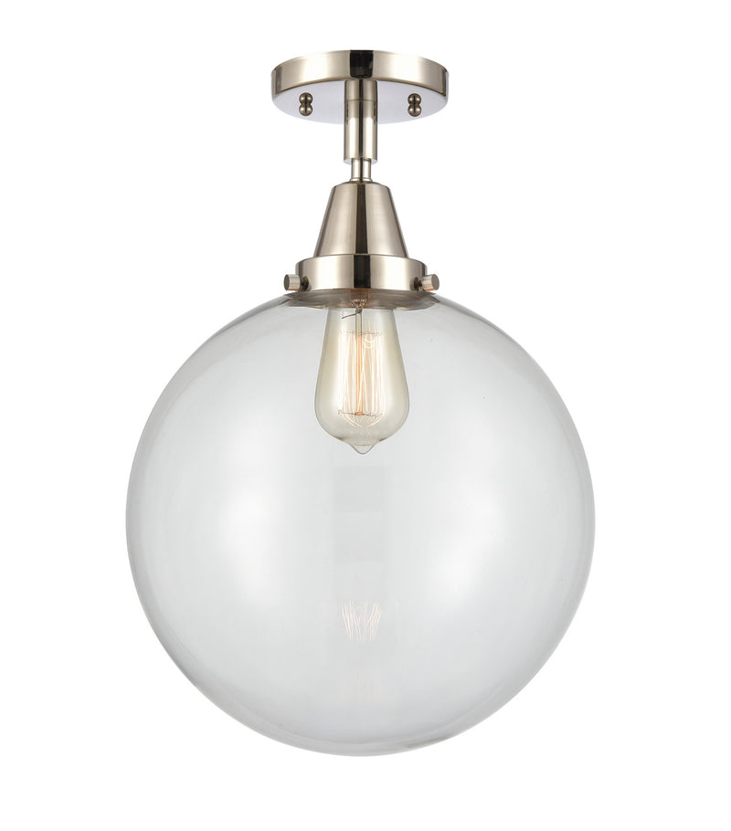 Innovations 447-1C-PN-G202-12 One Light Flush Mount, Polished Nickel