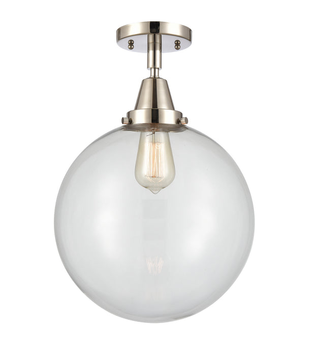 Innovations 447-1C-PN-G202-12 One Light Flush Mount, Polished Nickel