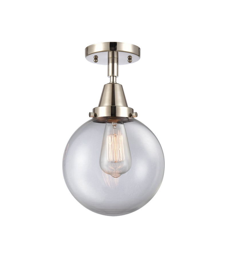Innovations 447-1C-PN-G202-8 One Light Flush Mount, Polished Nickel