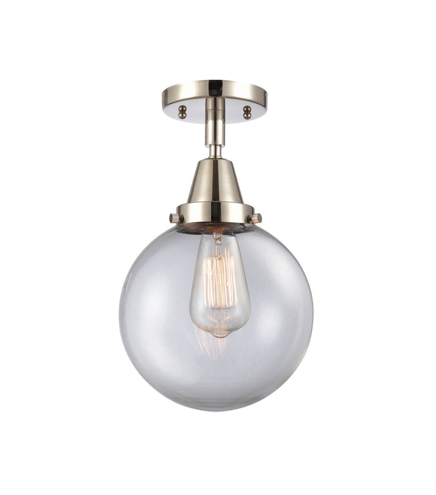 Innovations 447-1C-PN-G202-8 One Light Flush Mount, Polished Nickel