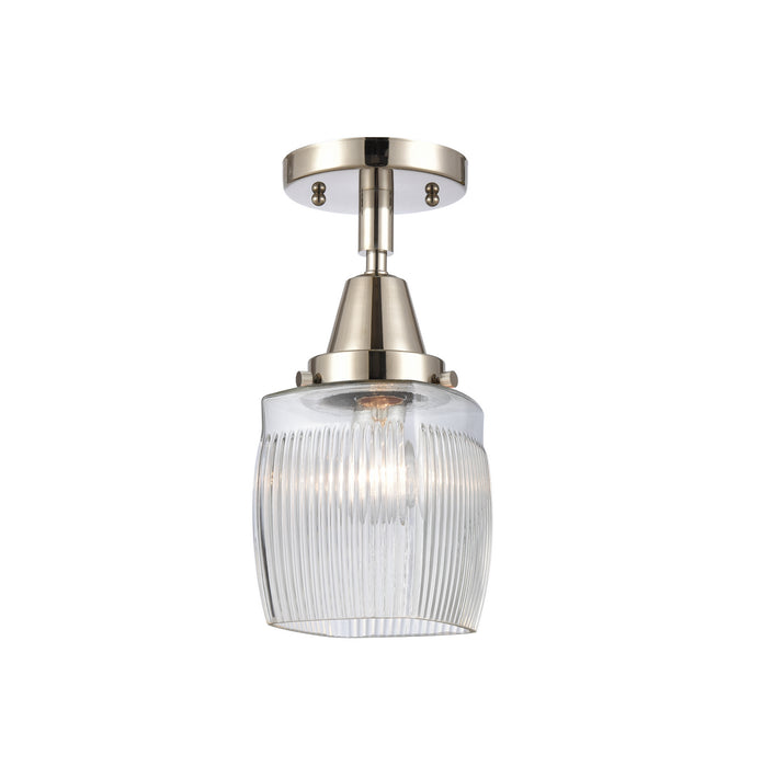 Innovations 447-1C-PN-G302 One Light Flush Mount, Polished Nickel
