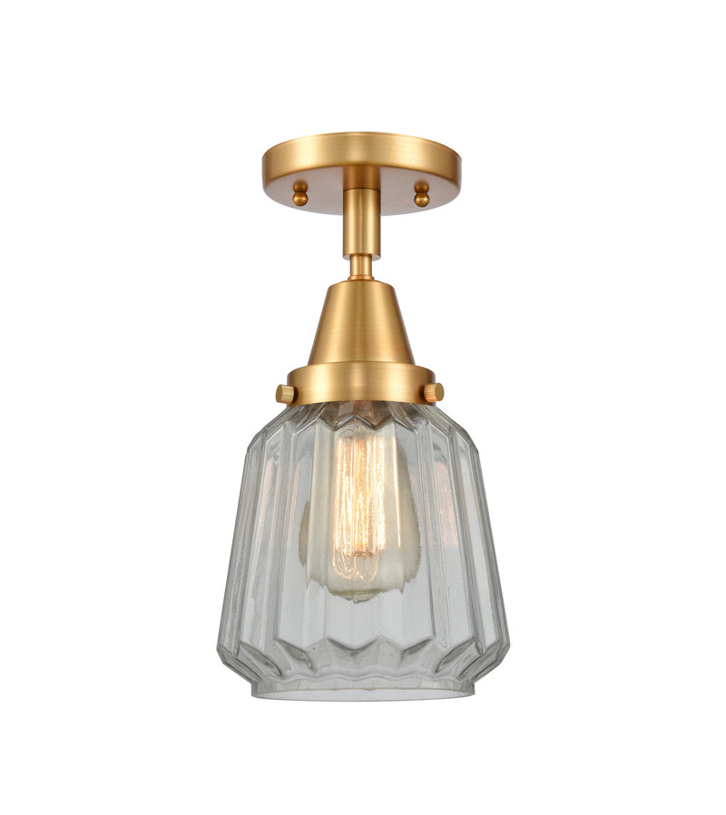 Innovations 447-1C-SG-G142 One Light Flush Mount, Satin Gold