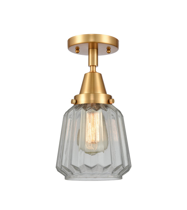 Innovations 447-1C-SG-G142-LED LED Flush Mount, Satin Gold