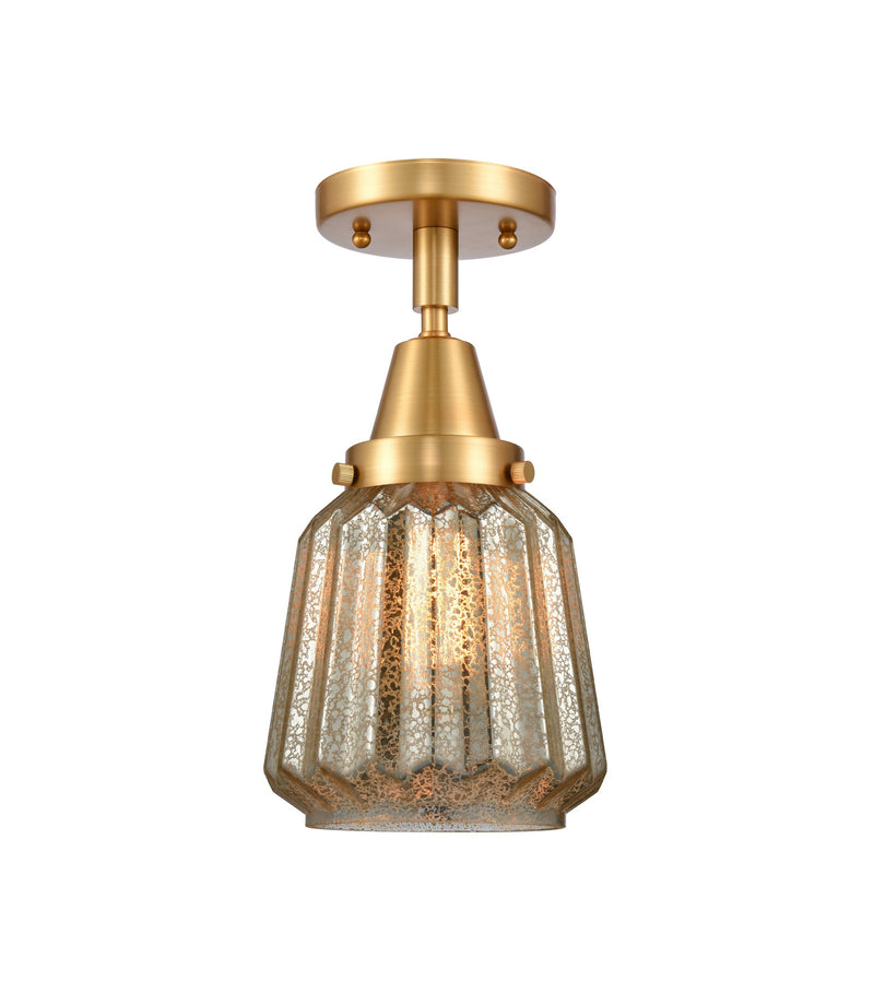 Innovations 447-1C-SG-G146 One Light Flush Mount, Satin Gold