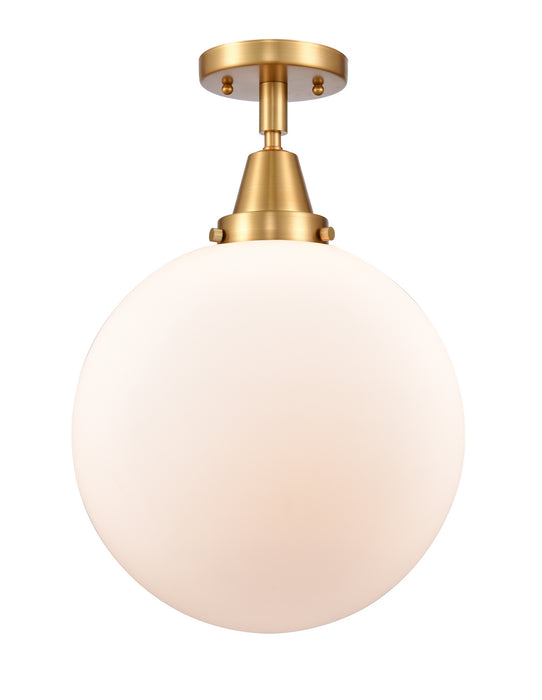 Innovations 447-1C-SG-G201-12 One Light Flush Mount, Satin Gold