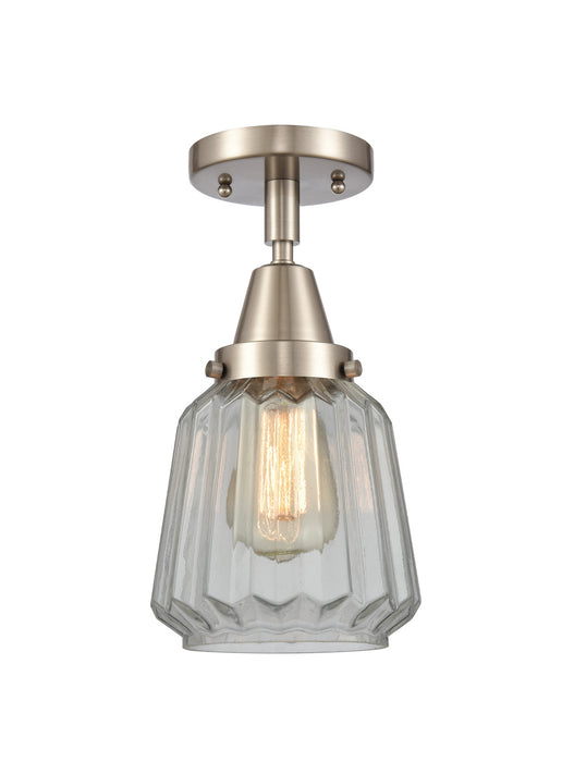 Innovations 447-1C-SN-G142 One Light Flush Mount, Brushed Satin Nickel