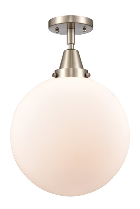Innovations 447-1C-SN-G201-12 One Light Flush Mount, Brushed Satin Nickel