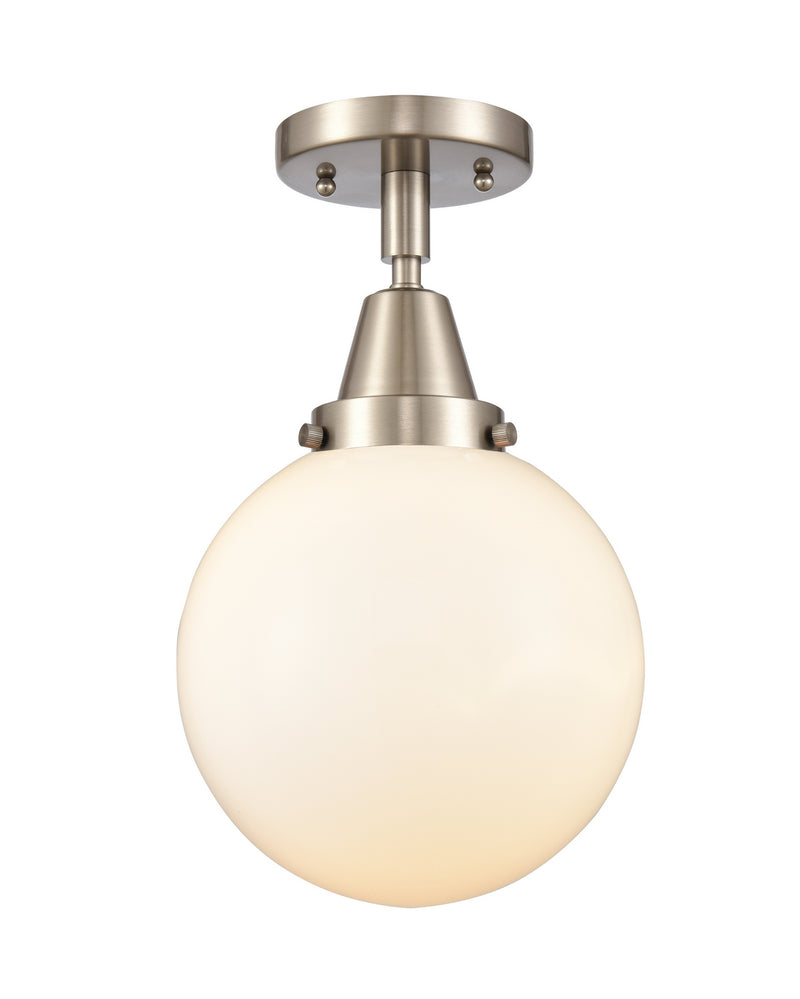 Innovations 447-1C-SN-G201-8 One Light Flush Mount, Brushed Satin Nickel