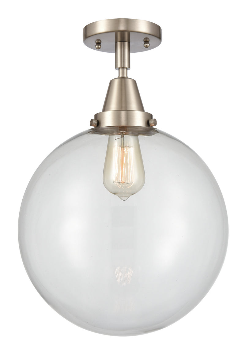 Innovations 447-1C-SN-G202-12 One Light Flush Mount, Brushed Satin Nickel