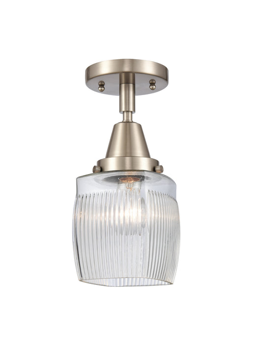Innovations 447-1C-SN-G302 One Light Flush Mount, Brushed Satin Nickel