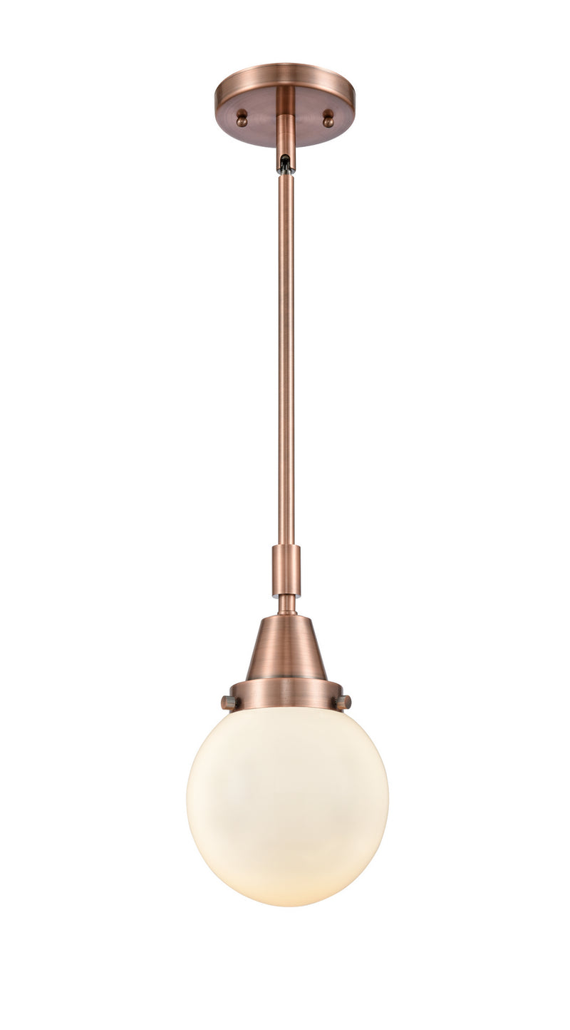 Innovations 447-1S-AC-G201-6 One Light Mini Pendant, Antique Copper