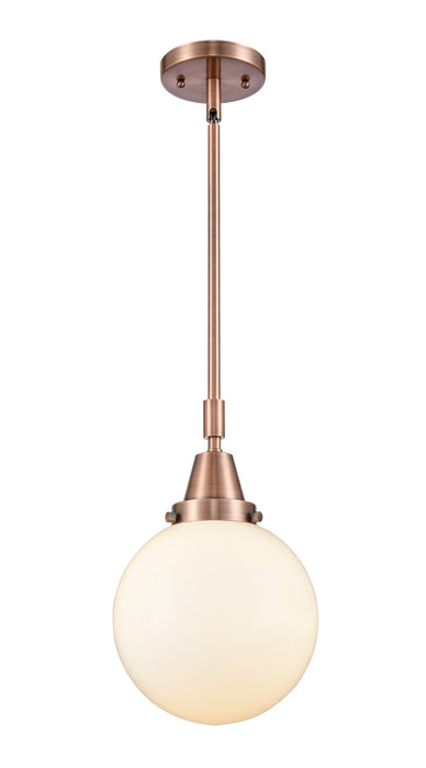 Innovations 447-1S-AC-G201-8 One Light Mini Pendant, Antique Copper
