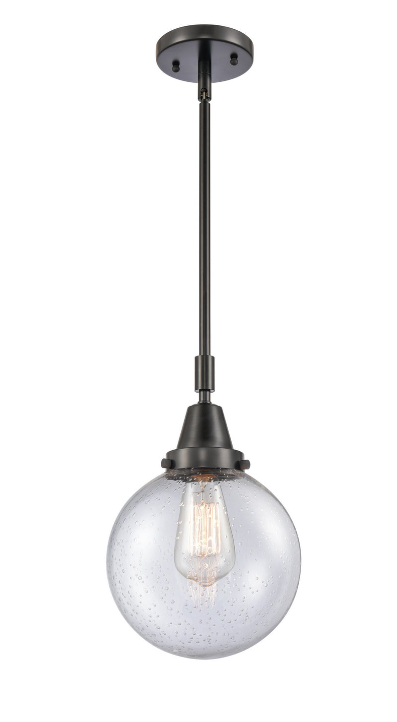 Innovations 447-1S-BK-G204-8 One Light Mini Pendant, Matte Black