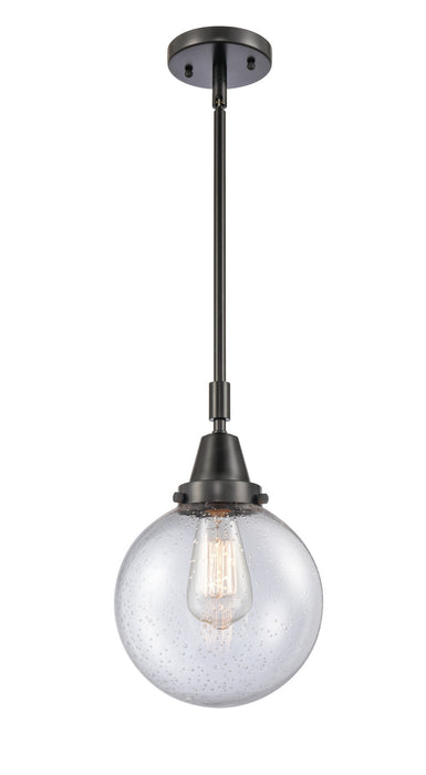 Innovations 447-1S-BK-G204-8 One Light Mini Pendant, Matte Black