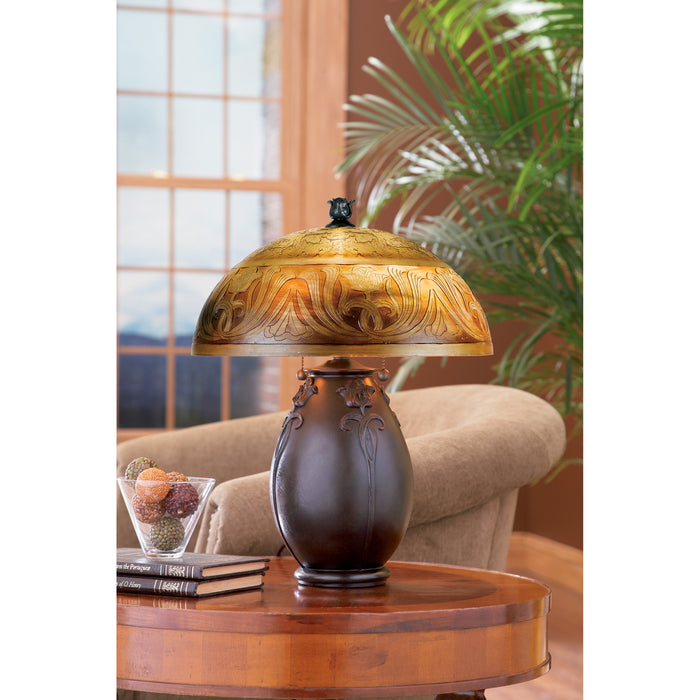 Quoizel QJ6781TR Two Light Table Lamp, Teco Rossa