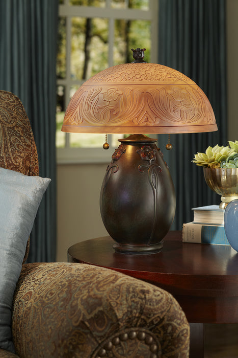 Quoizel QJ6781TR Two Light Table Lamp, Teco Rossa